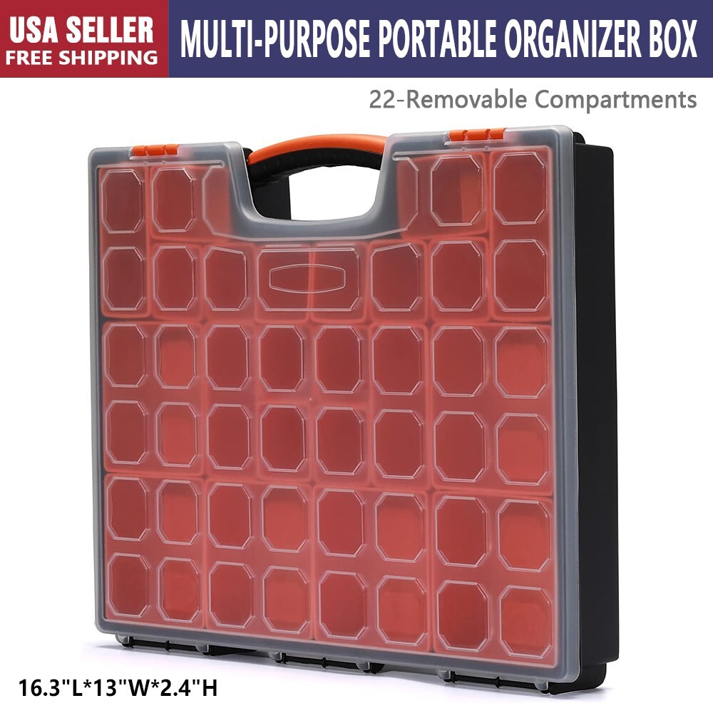 Multi-Purpose Toolbox Professional Organizer w 22 Bin Compartments Box Organizer