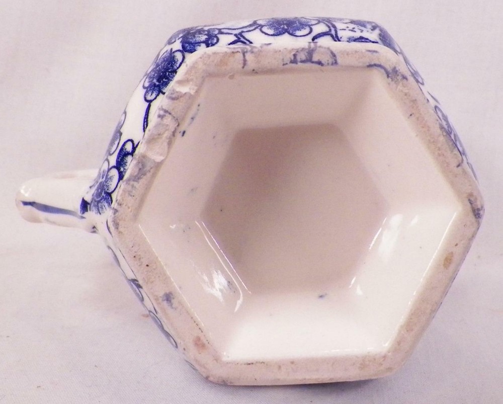 Blue & White Pitcher Ceramic Small Decorative Ruffled Edge As Is