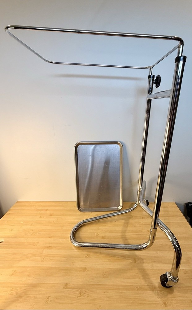 MAYO STAND STAINLESS STEEL DOUBLE POST WITH REMOVEABLE TRAY