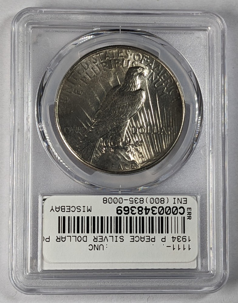 1934 P Peace Silver Dollar PCGS UNC