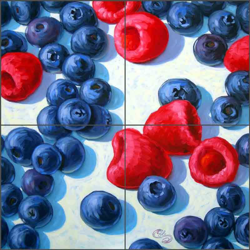 Berry Tile Backsplash Beaman Cole Kitchen Fruit Art Ceramic Mural BCA029
