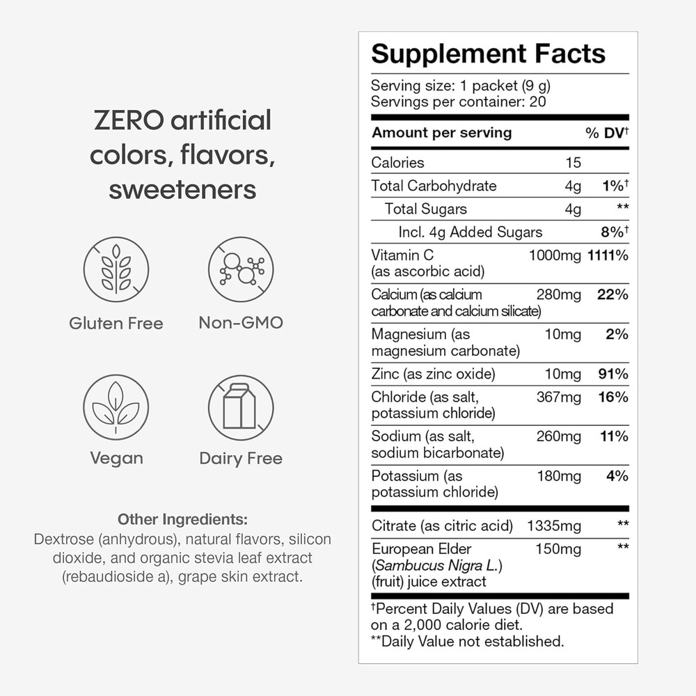 Electrolytes Plus Immunity, Elderberry - Low Sr Rapid