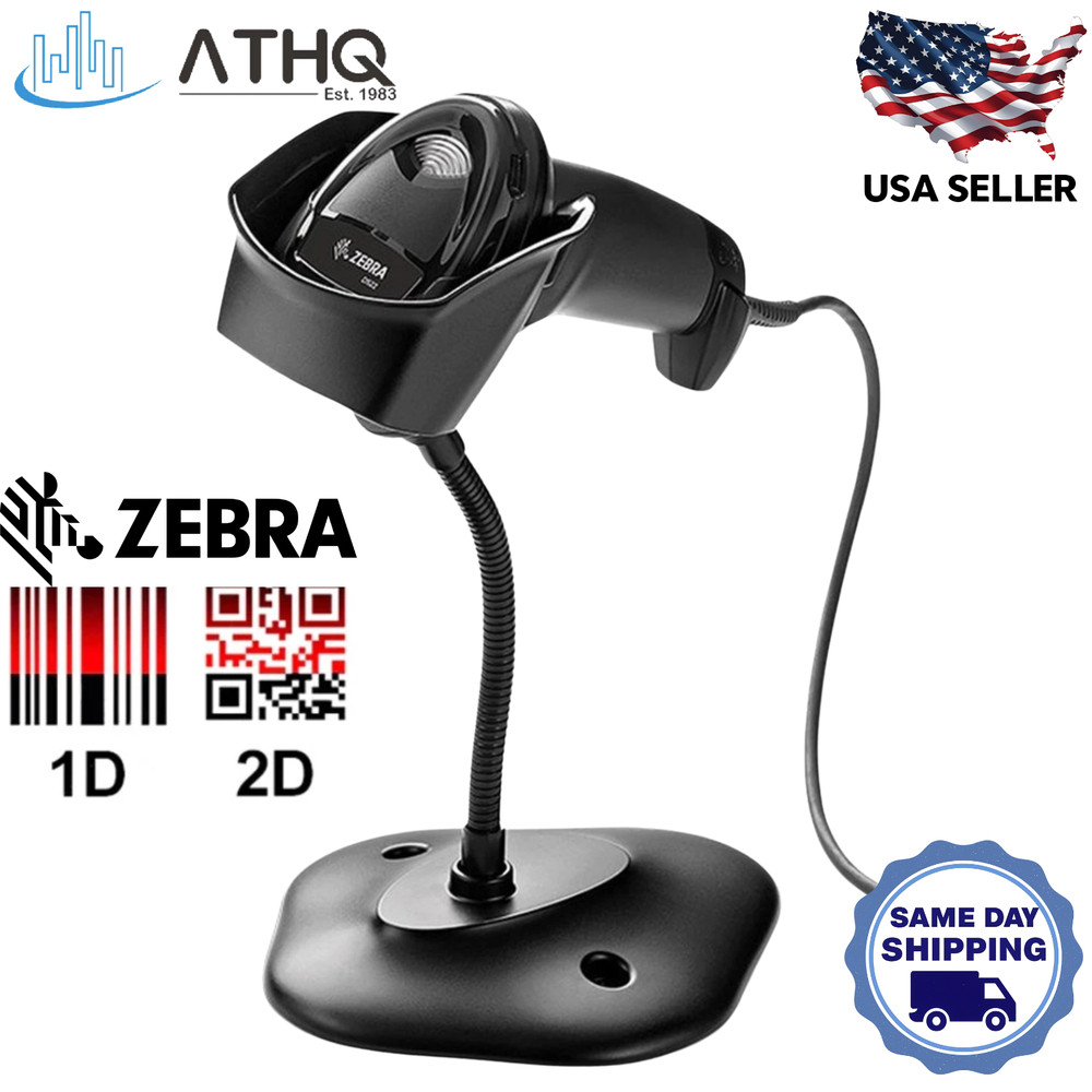 Zebra DS2208 USB Barcode Scanner 1D 2D Handheld with Stand POS QR Code Reader