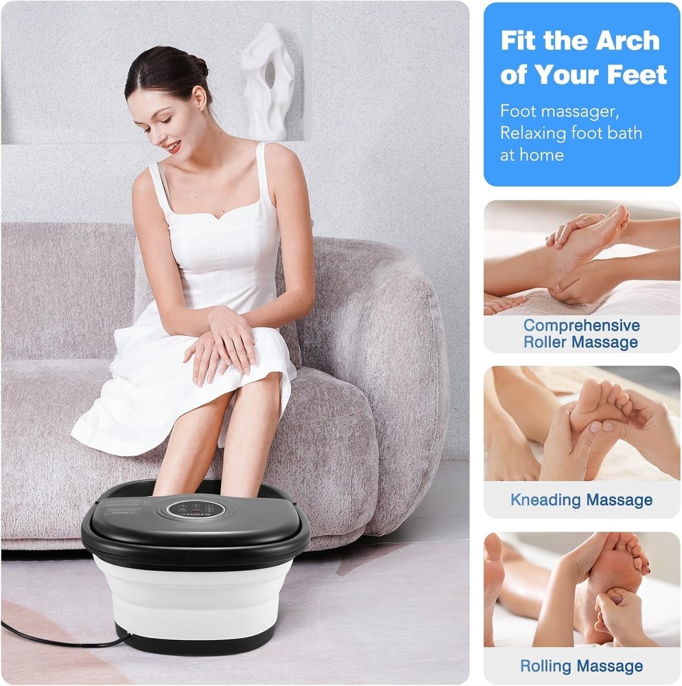 Collapsible Foot Spa Bath with Heat & 16 Rollers - Remote Control