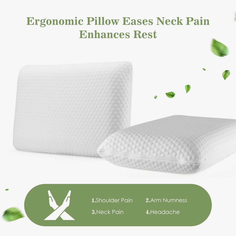 24" x 16" Size Memory Foam Pillow Side Sleeper, Removable Machine Washable Cover