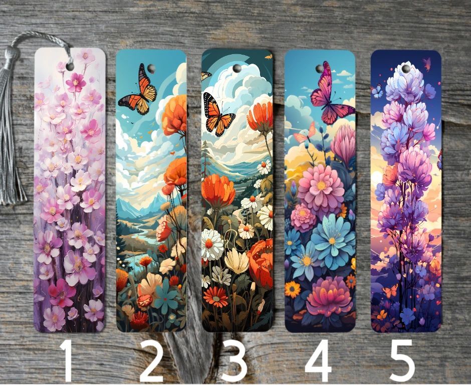 Floral Themed Metal Bookmarks