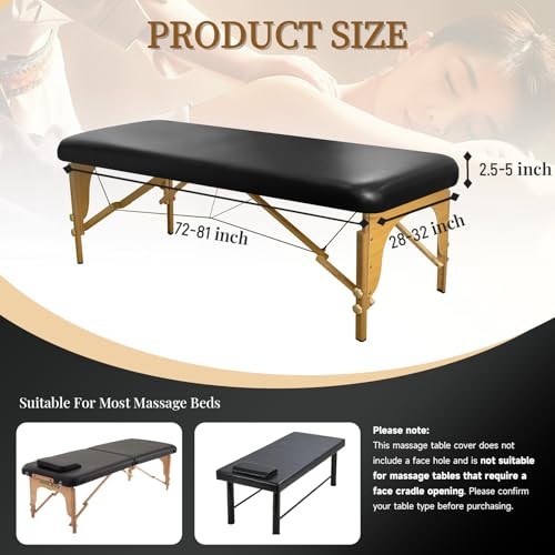 Leather Massage Table Cover Wipeable Covers for Massage Table 1 Black