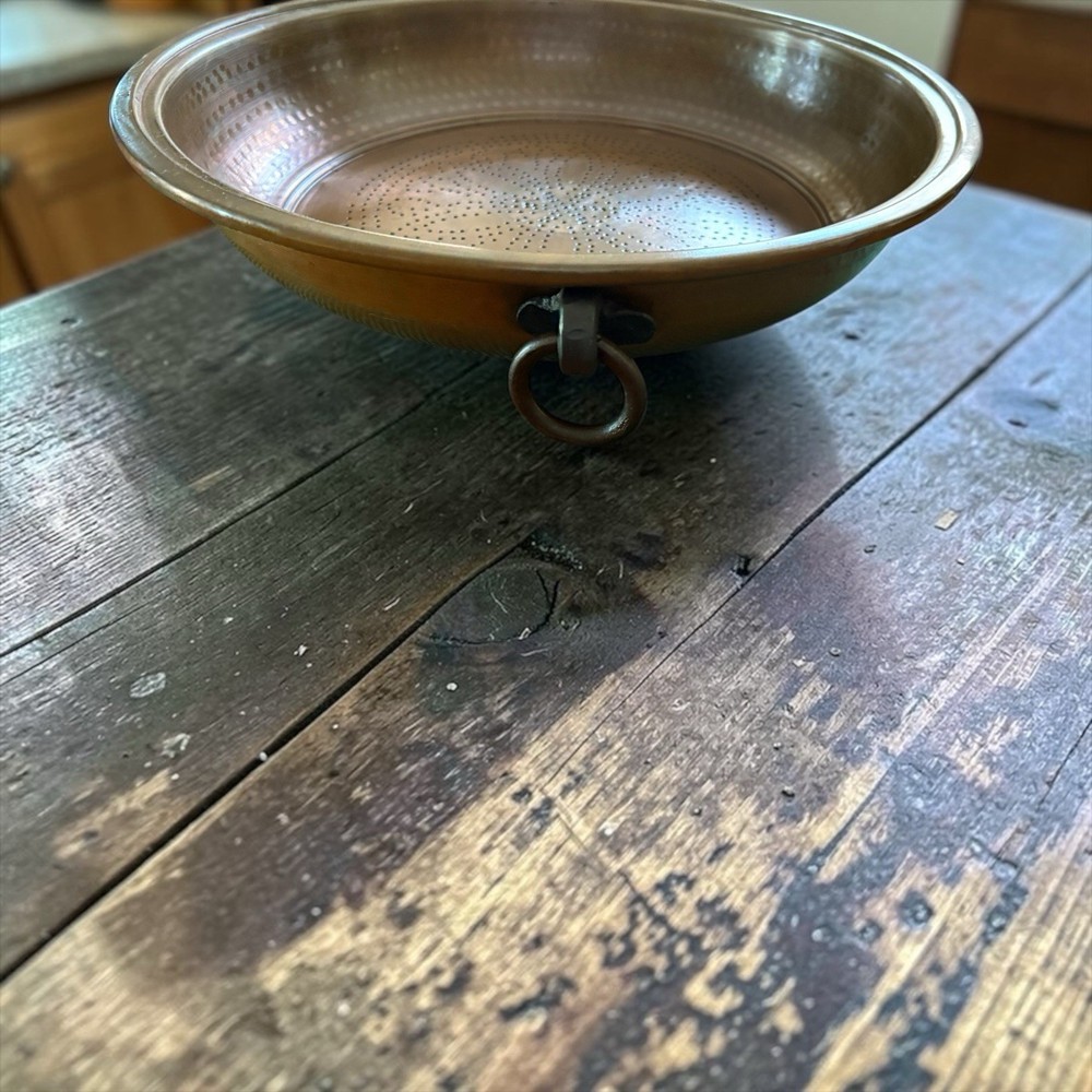 Antique Vintage Copper Colander Strainer 16”