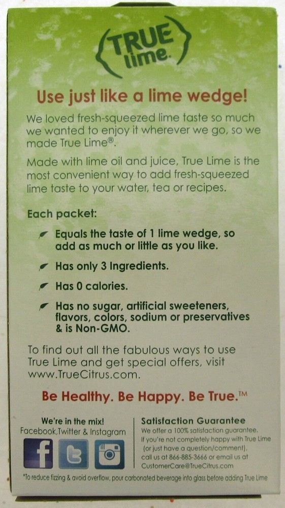 True Lime ~ Crystallized Lime ~ Real Flavor From Real Fruit ~ 50 Packets