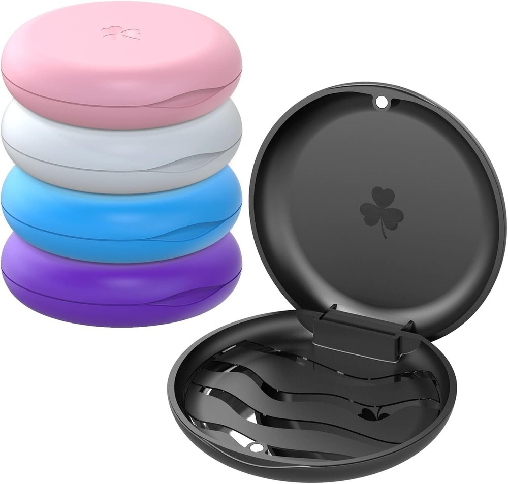 5 Pack Plastic Orthodontic Retainer Cases, Compact, Portable, Travel Use