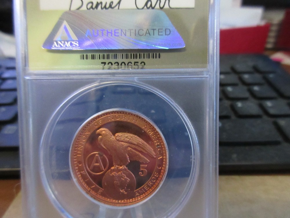 2009 5 Ameros Pattern "Pegasus" by Daniel Carr Copper Medal ANACS PL MS 65 DCAM