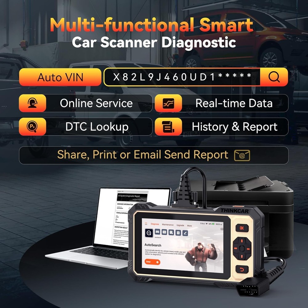 ThinkScan 662 OBD2 Scanner ABS SRS Engine Diagnostic Tool Active Test 12+Service