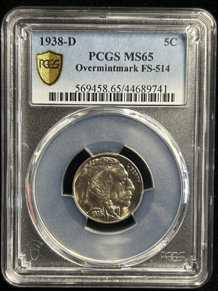 1938-D 5c Overmintmark FS-514 MS65