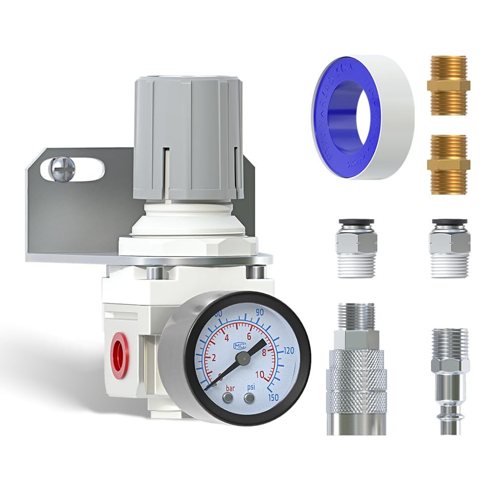 1/4" NPT Air Pressure RegulatorCompressed Air SystemMini Air Regulator AR2000...