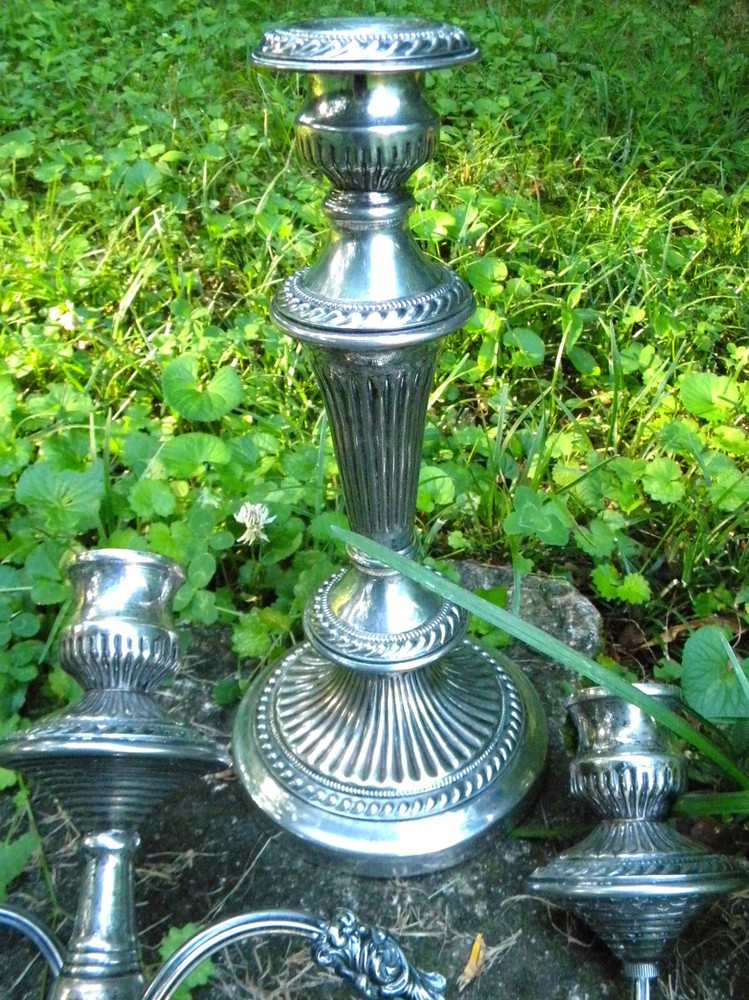 19 inch silverplate candelabra (English?)