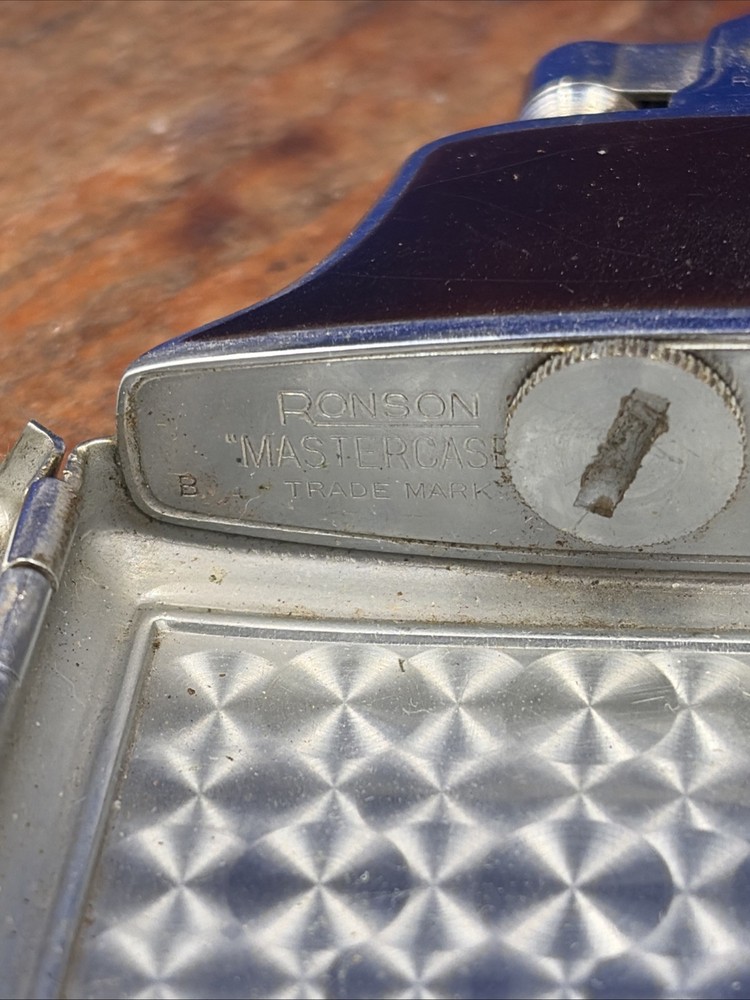 Vtg Ronson Mastercase Art Deco Cigarette Case Lighter Brown & Silver Untested