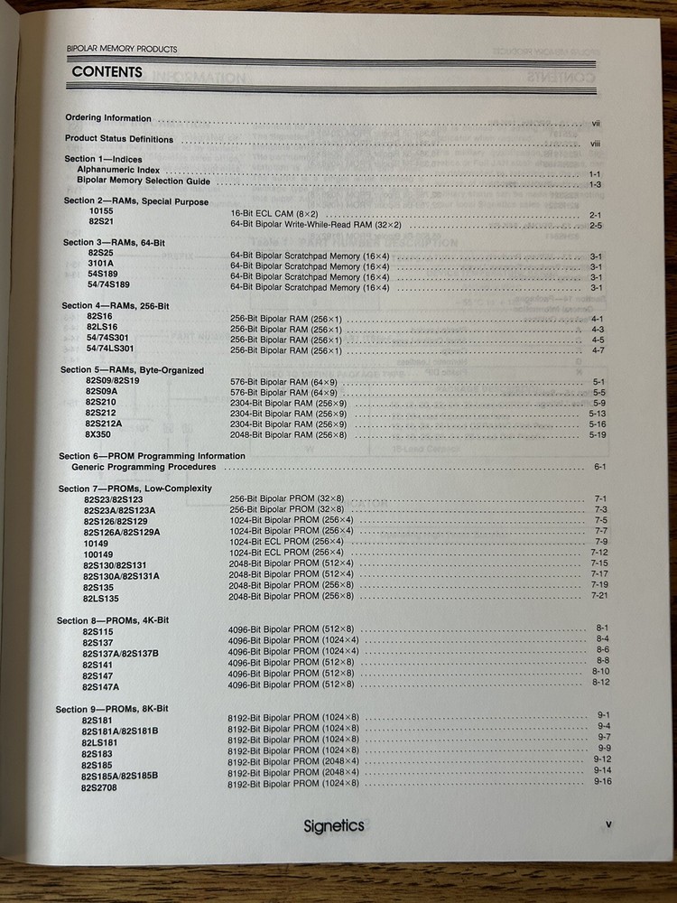 Signetics Bipolar Memory Data Manual 1984 Data Book