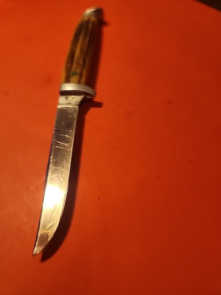 Vintage Queen fixed 3in Blade Bone handle/sheath