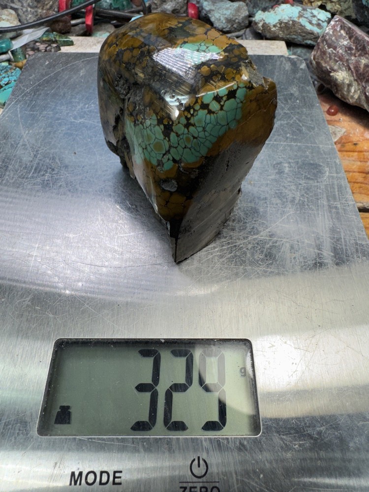 Hubei turquoise stabilized great multi color polychrome solid spiderweb nugget