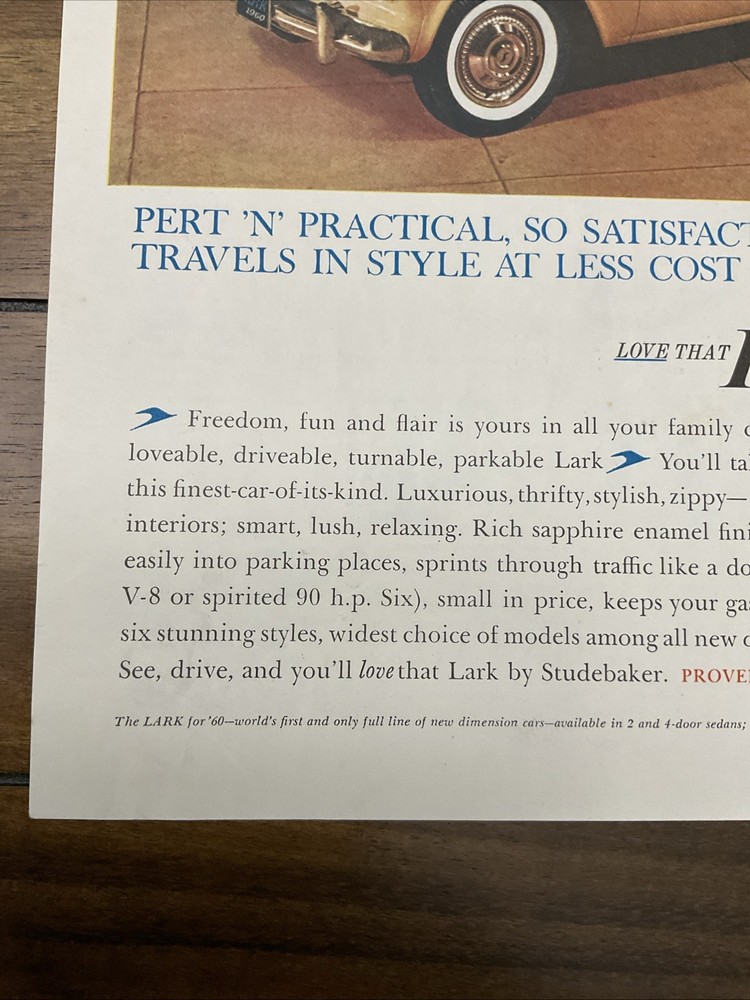 Lark Pert N' Practical Studebaker Print Ad 1960 10x13