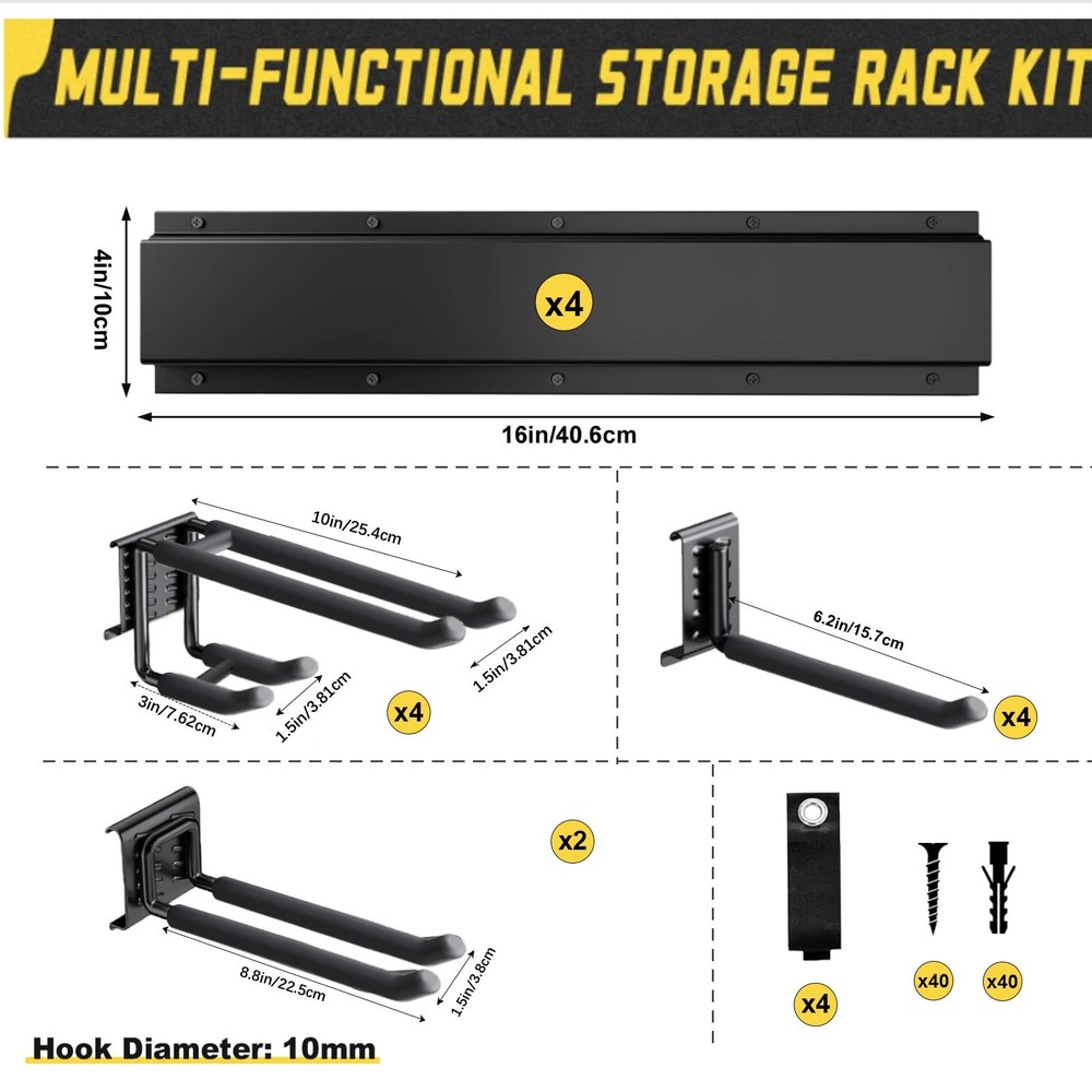 SAMRELAX 64'' Garage Tool Organizer Wall Mount, 18 PCS Adjustable Black