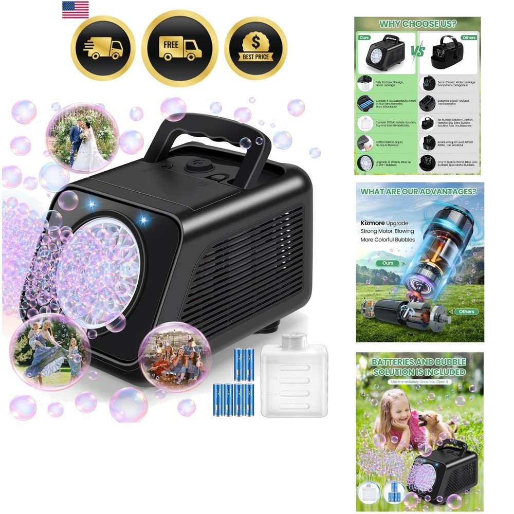 Bubble Machine Automatic Bubble Blower for Kids: Battery Operated Bubble Make...