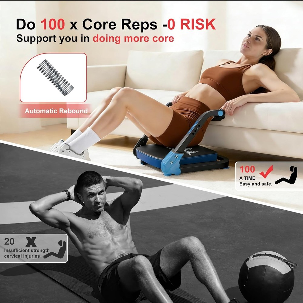 Sit Up Exercise Equipment & Core Machine Ab Machine Adjustable Ab Trainer blue