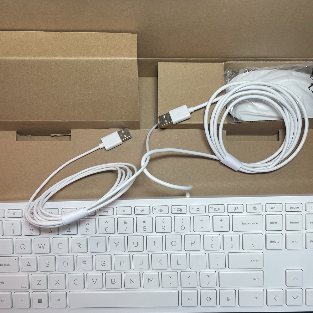 HP 310 White Wired Keyboard and Mouse Combo New