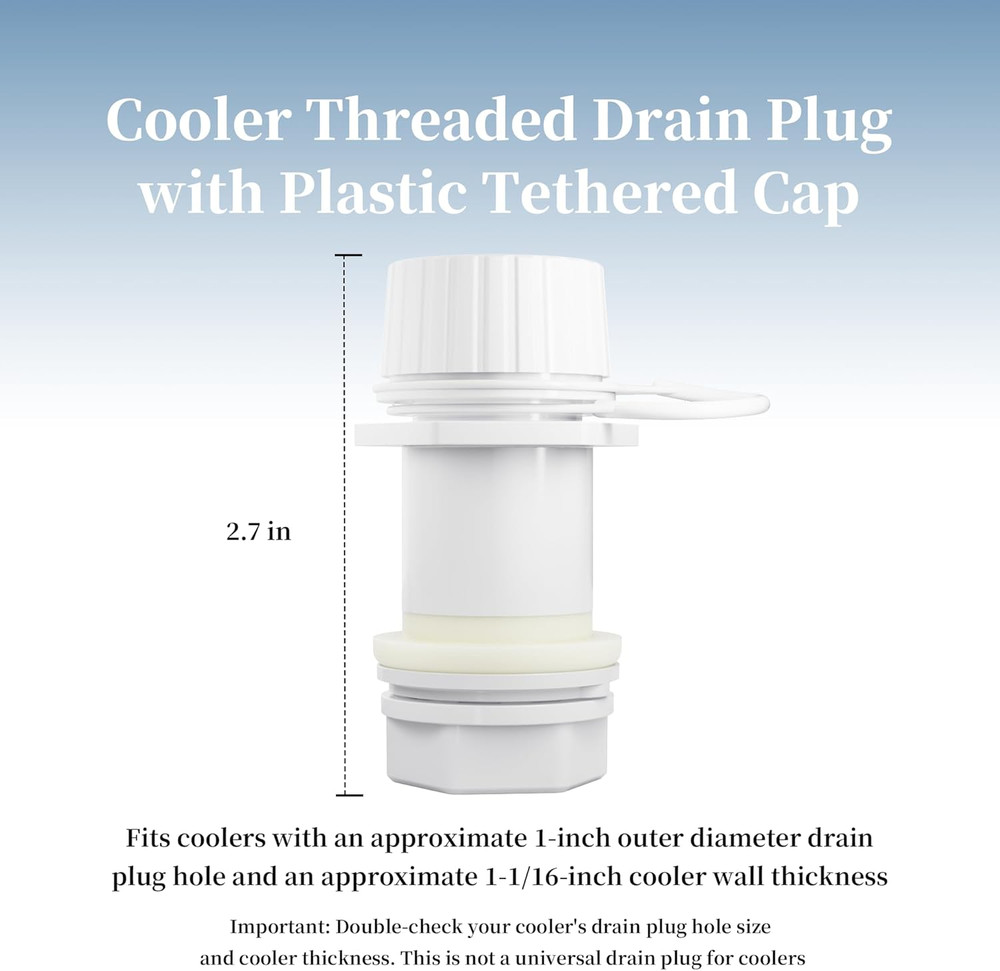 Threaded Drain Plug with Plastic Tethered Cap for Cooler,Compatible with Igloo 5