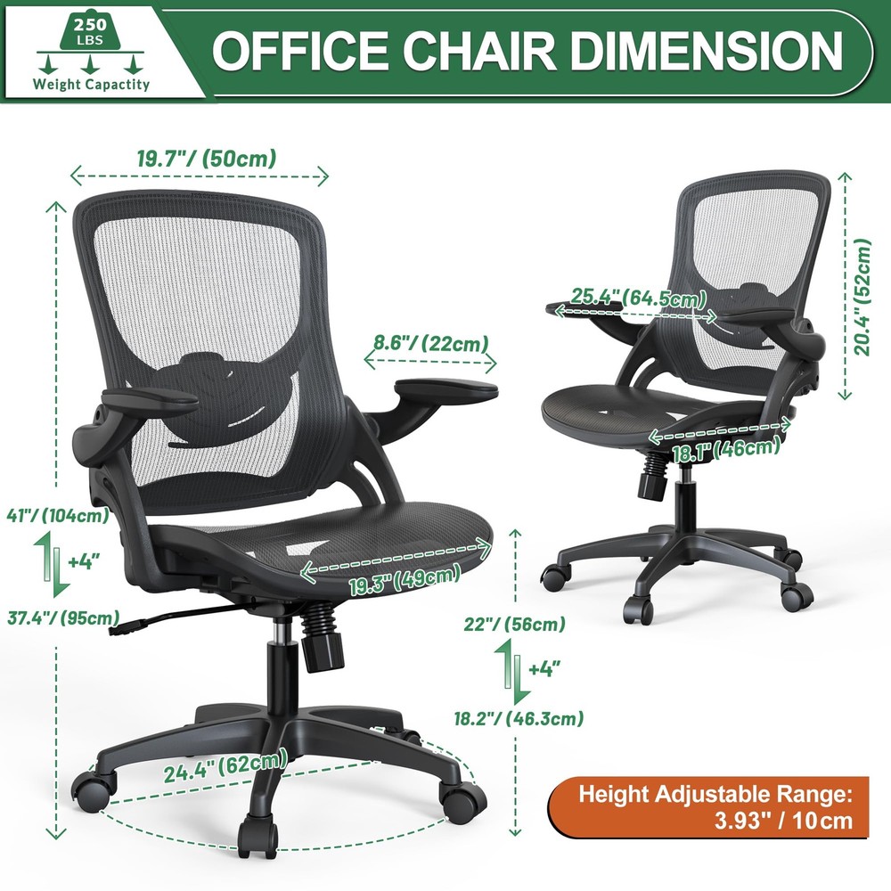 Ergonomic Comfy Mesh Home Office Computer Desk Chair with Height Adjustable L...