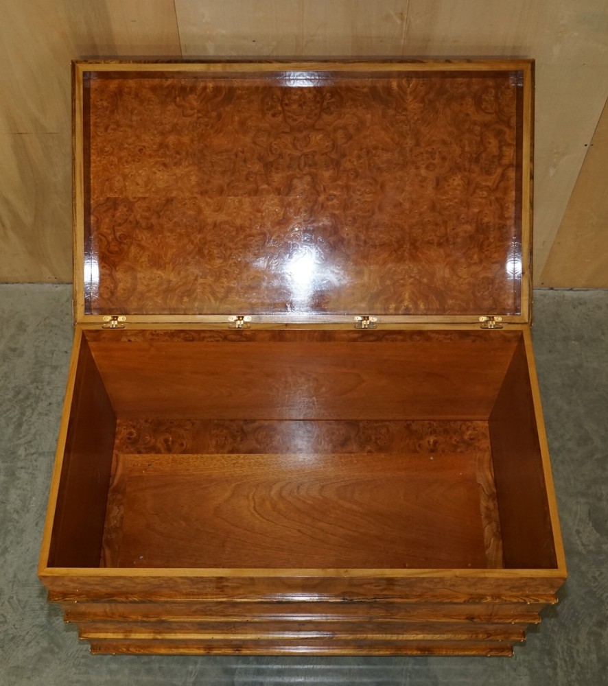 EXTRA LARGE BURR WALNUT SOLID CHEST TRUNK WITH HIDDEN BOTTOM STORAGE MUST SEE