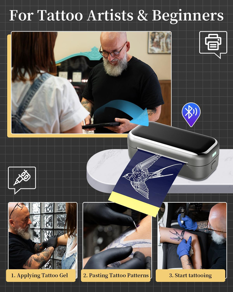 Phomemo TP31 Tattoo Stencil Printer Mini Tattoo Printer w/ 30pcs Transfer Paper