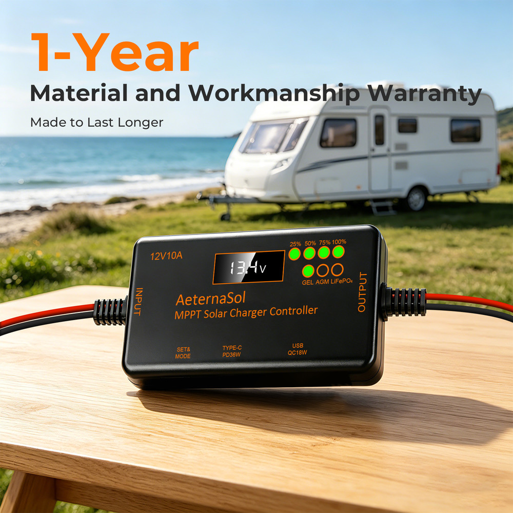 10A 12V MPPT Mini Solar Charge Controller battery regulator LCD with Type-C&USB