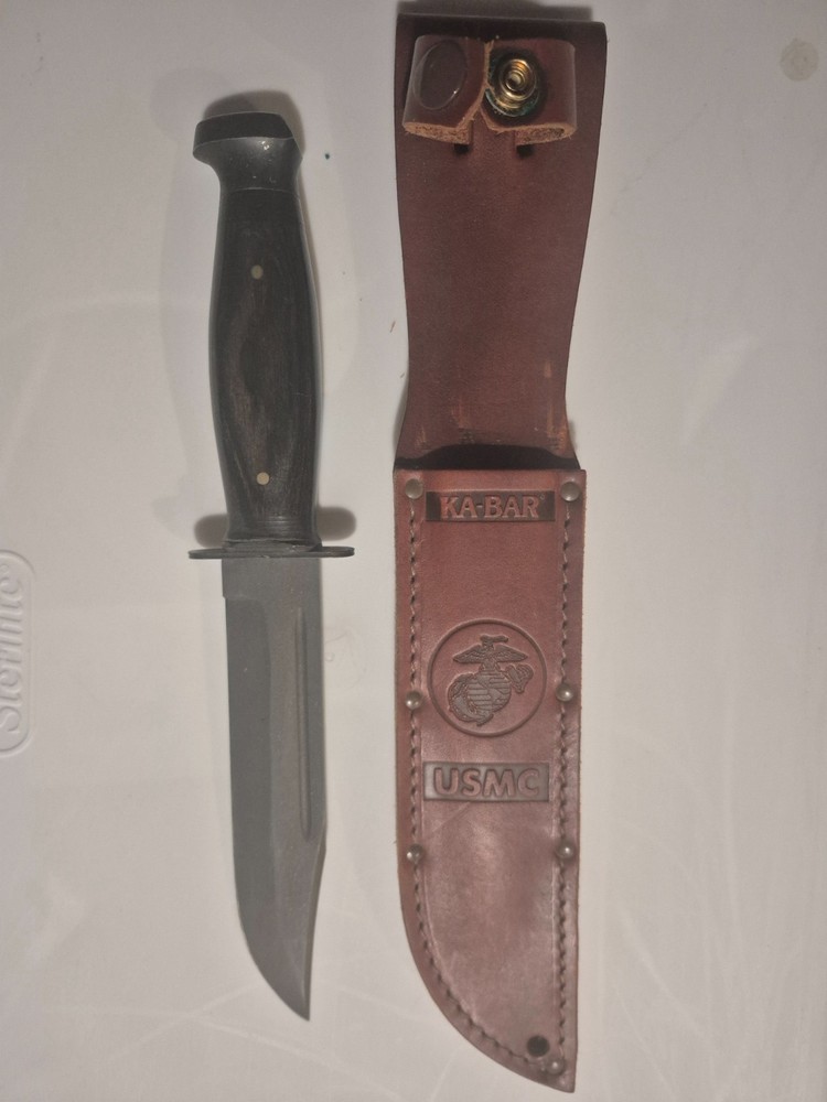 KA-BAR USMC Fighting Knife with Leather Sheath