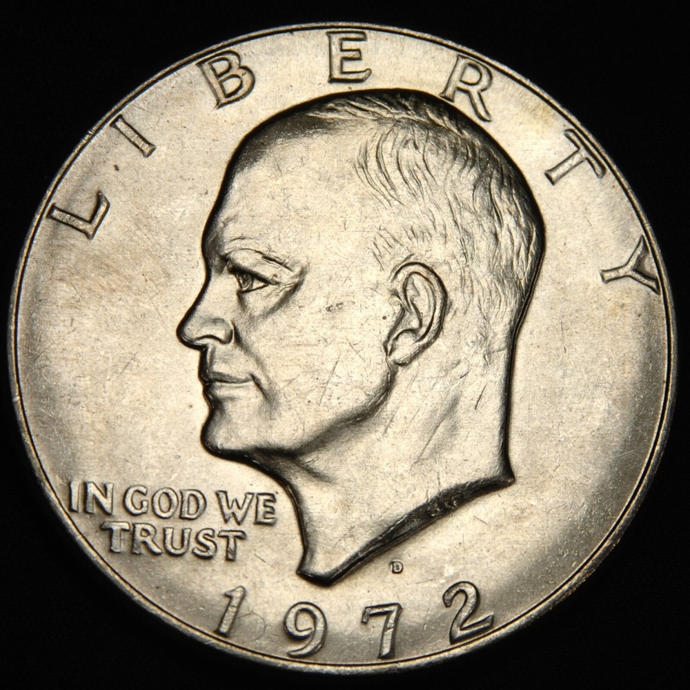 1972 D US $1 Eisenhauer Dollar Coin - Clad Ike  -  BU