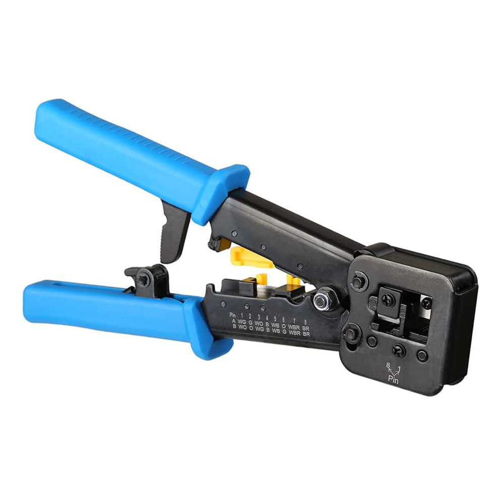 Vertical Cable RJ45 Professional Crimping Tool and 100 pcs CAT5 Connector Bundle