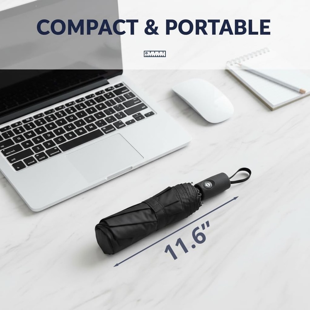 Windproof Travel Umbrella, Automatic Umbrellas for Rain, Compact