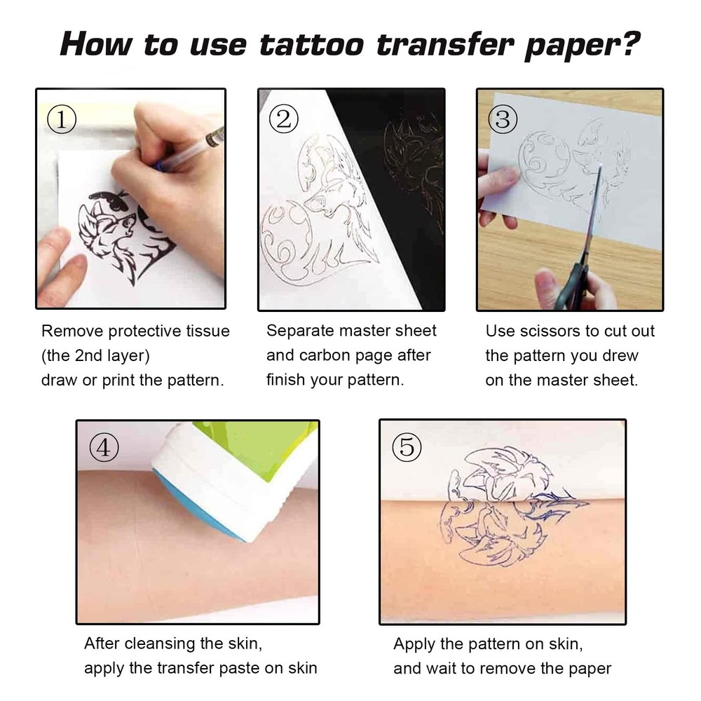 20PCS Tattoo Practice Skin with Transfer Paper Kit - Includes 5PCS Tattoo Practi