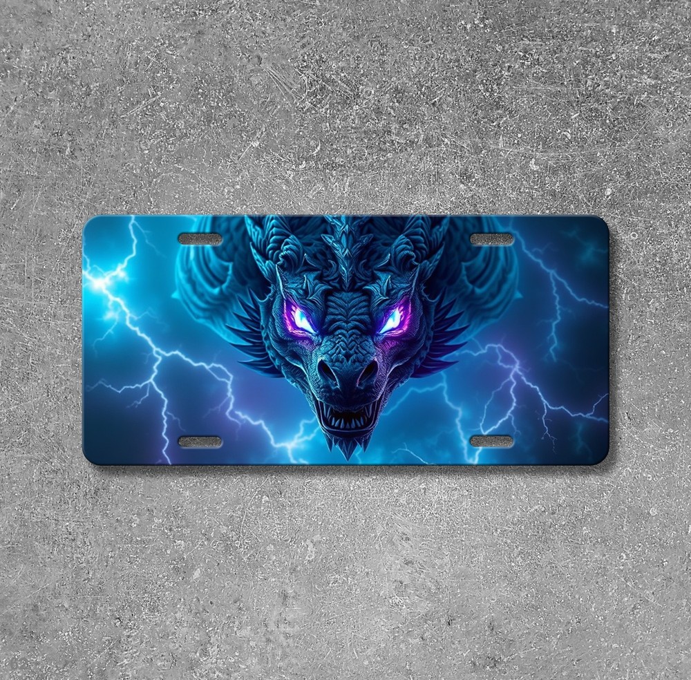 Dragon License Plate Elemental Dragon Visual Art Text Option Available Unique Gi