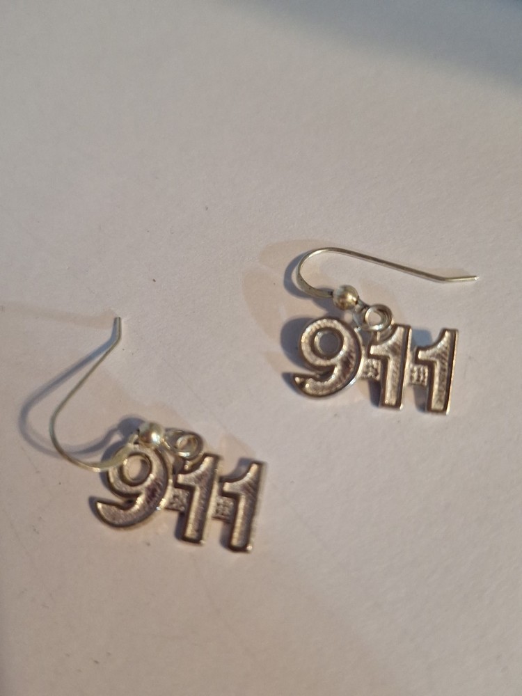 925 Silver 911 Emergency Dispatch Earrings.