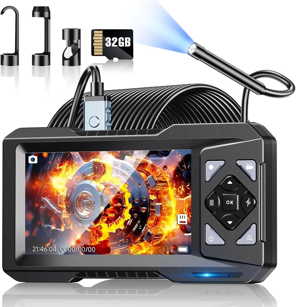 Comprehensive 1080P Endoscope Camera Kit - 4.3" IPS Display & 2 Adjustable LEDs