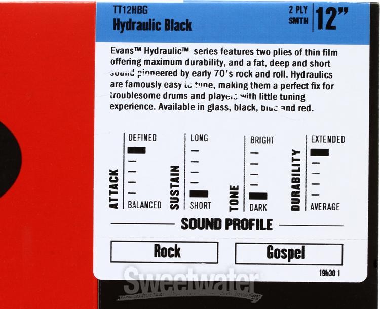 Evans Hydraulic Series Drumhead - 12" - Black