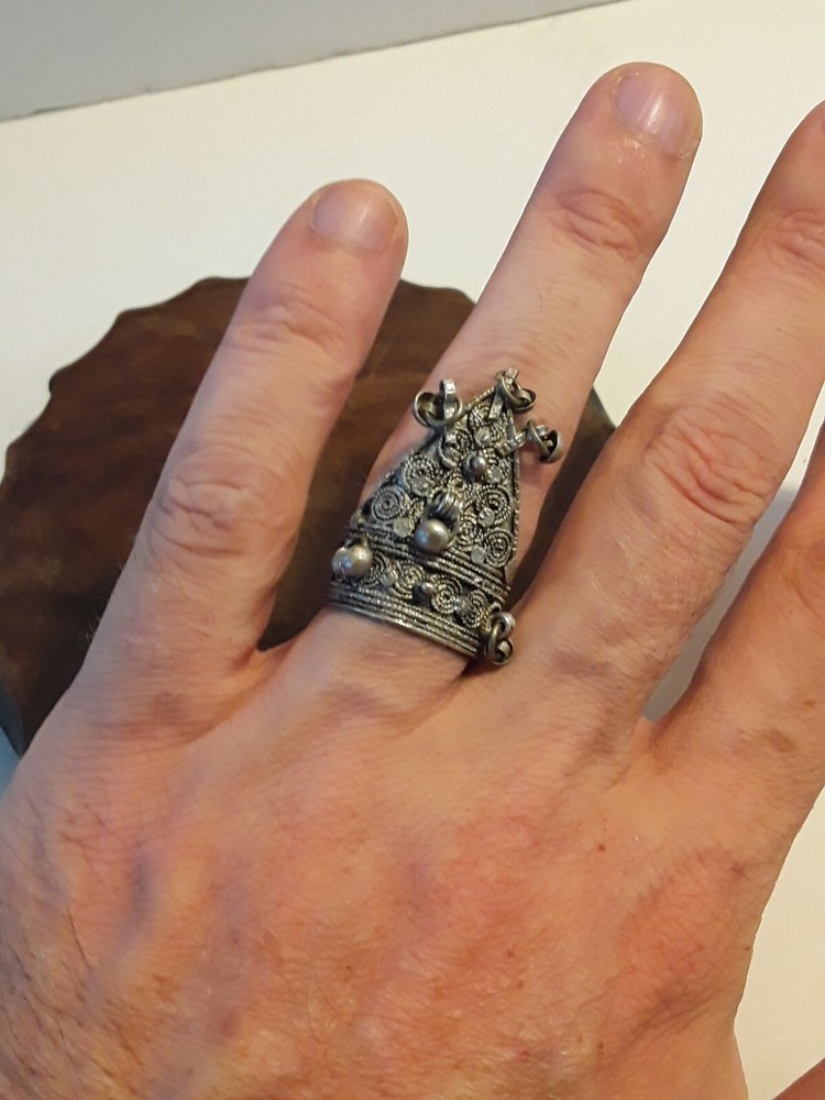 Vintage Tibetan Silver Shaker Ring Adjustable