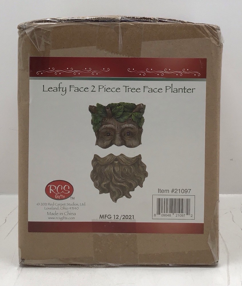 Red Carpet Studios Leafy Face 2 Piece Tree Face Planter New