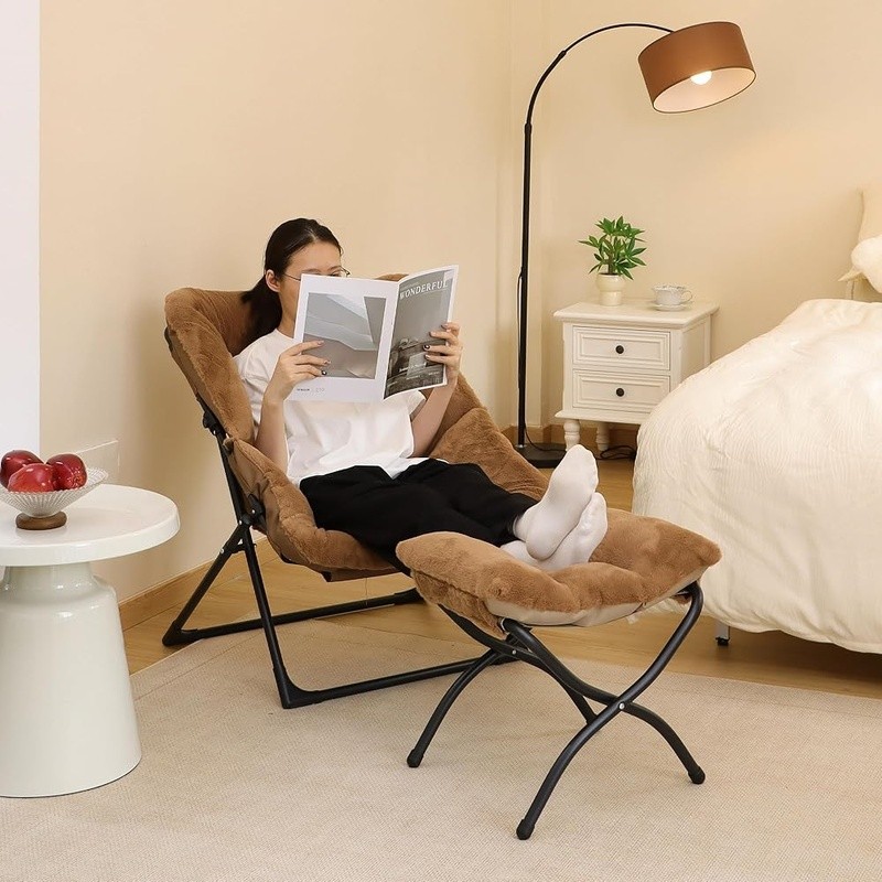 Folding Ottoman Footrest Stool Portable Collapsible Padded Accent Stool New