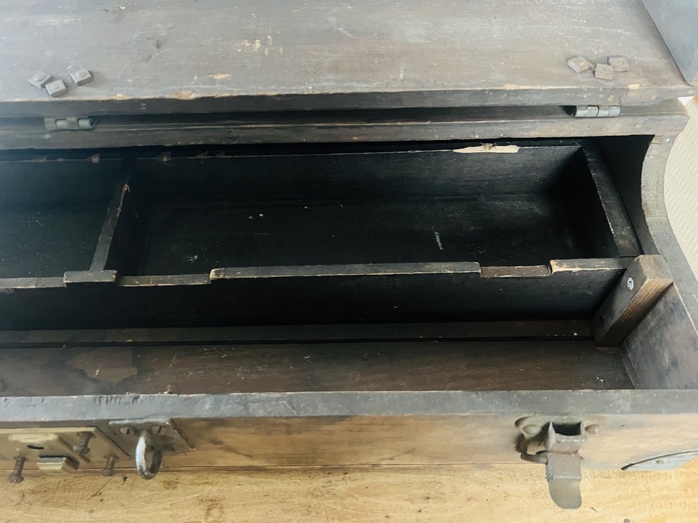 Unique Antique Handmade Solid Wood Utility Tool Box - 30”x11”x6”