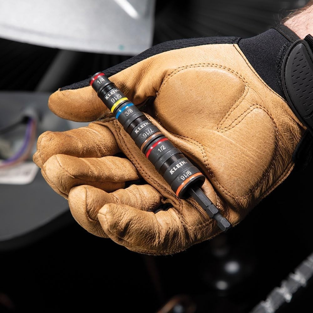 Klein Tools 32933 Impact Driver, SAE 7-in-1 Impact Socket Set, Flip Socket with