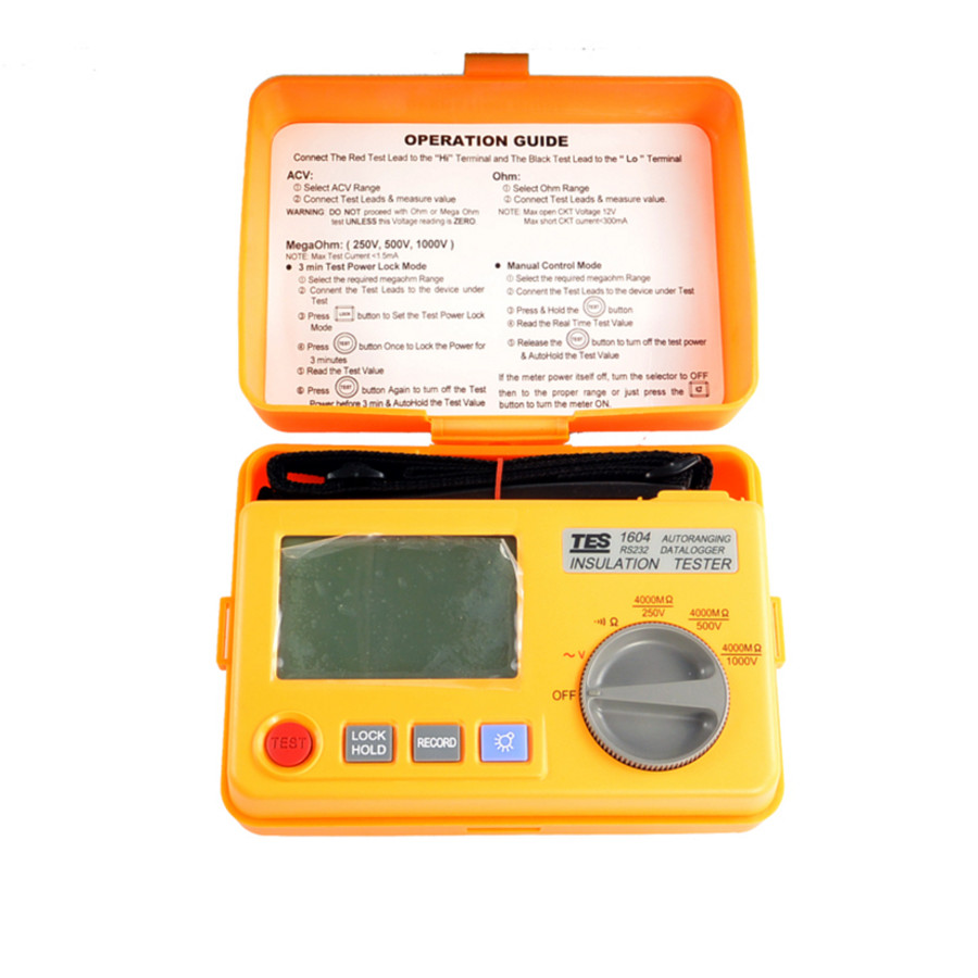 TES-1604 Auto Ranging Isolation Tester Meter RS-232 Window Version Data Logger