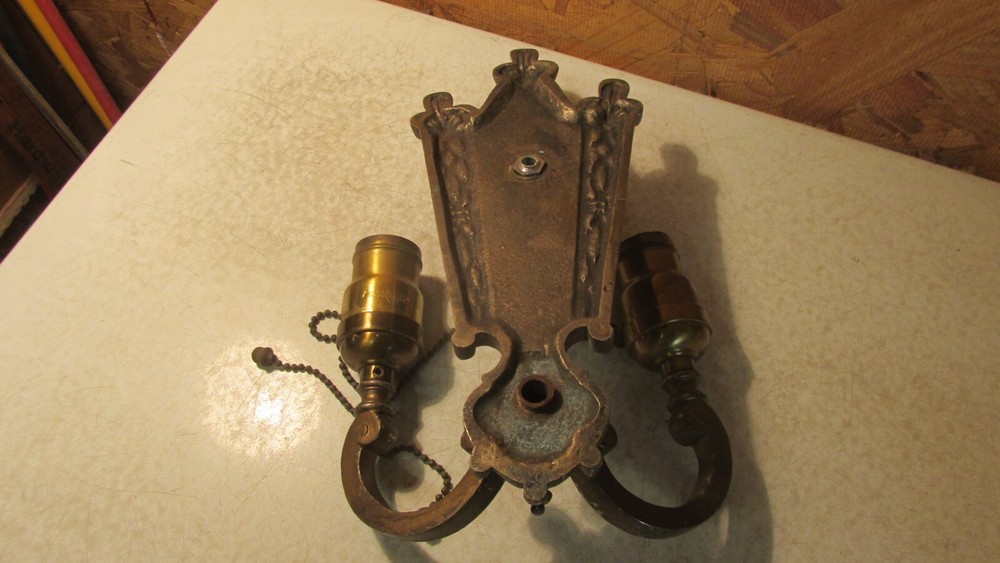 Antique Cast Metal 2 Socket Wall Sconce