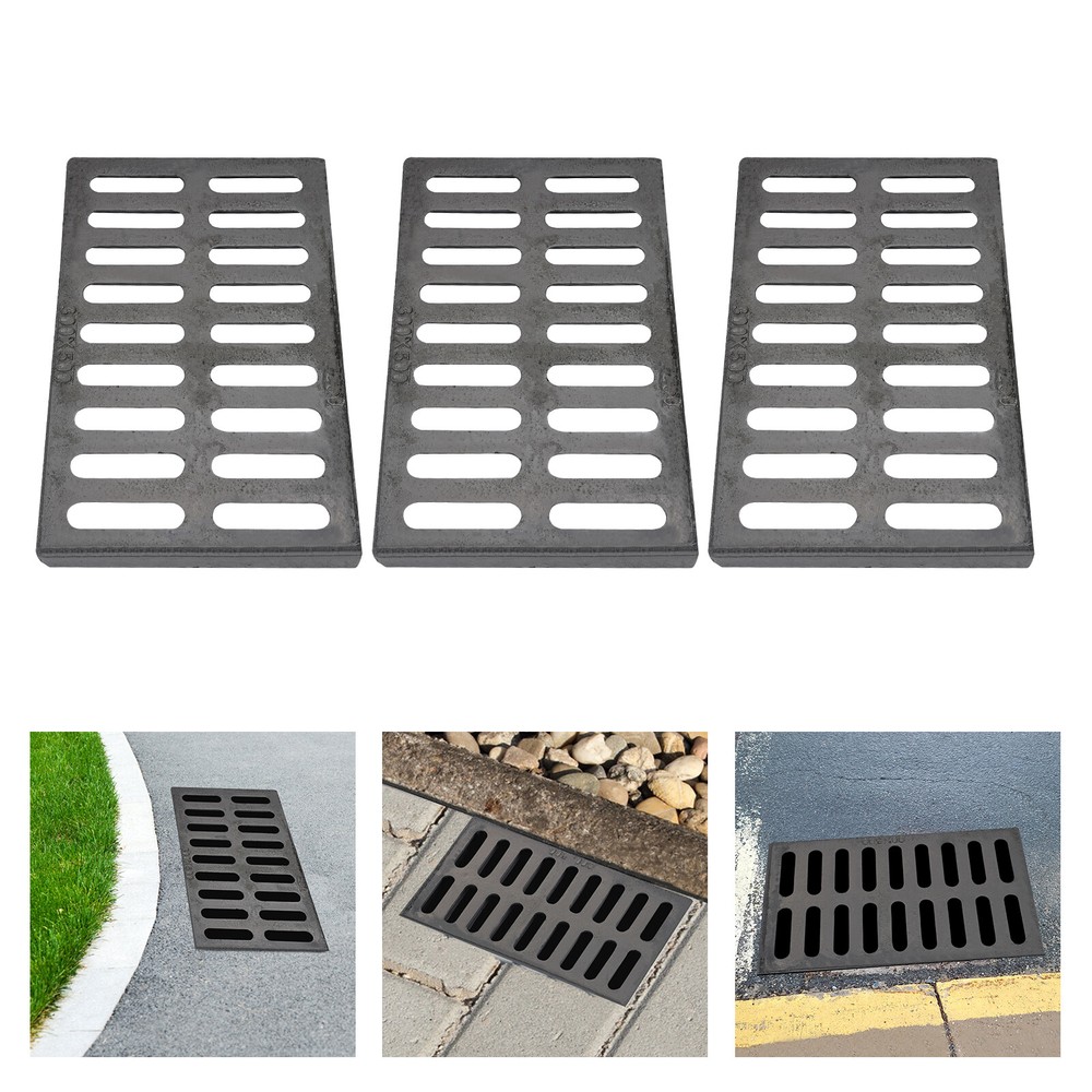 3-Pack Durable Ductile Cast Iron Drain Grate for Channel Drainage System